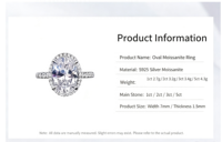 Bague ovale en argent pur pour femme, bijoux de mariage romantiques en moissanite, style ampoule d'œuf de pigeon, 1/2/3/5 carats