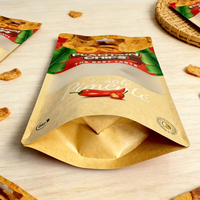 Sachets Doypack en papier kraft biodégradables pour snacks, emballages alimentaires pour chips de plantain avec fenêtre