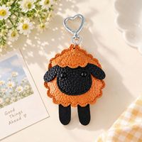 Porte-clés en cuir PU mignon en forme de mouton, avec logo personnalisé, breloque de sac en forme de cœur, idéal pour un cadeau - Grande Vente