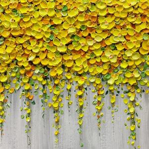 Peinture abstraite contemporaine originale Golden Cascade Yellow Impasto Still Life, art acrylique sur toile, décoration - Product Image 6