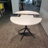 Table de réunion moderne compacte extensible avec plateau séparable et base étoile en fer, bureau de conférence compact pour réception 4 places