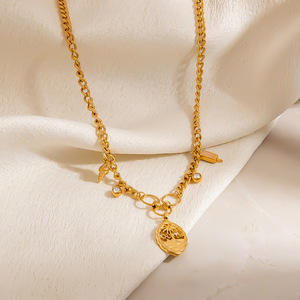 Collar de acero inoxidable con colgante de helado, chapado en oro de 18 quilates, joyería de moda para mujer, uso diario. - Product Image 2