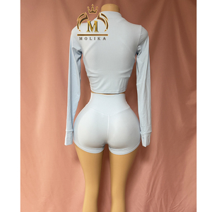 Nuevo Conjunto Deportivo para Mujer, Chaqueta Corta Gruesa Sólida + Chaleco + Pantalones Cortos, Conjunto de 3 Piezas, Ropa Deportiva Informal para Mujer - Product Image 3