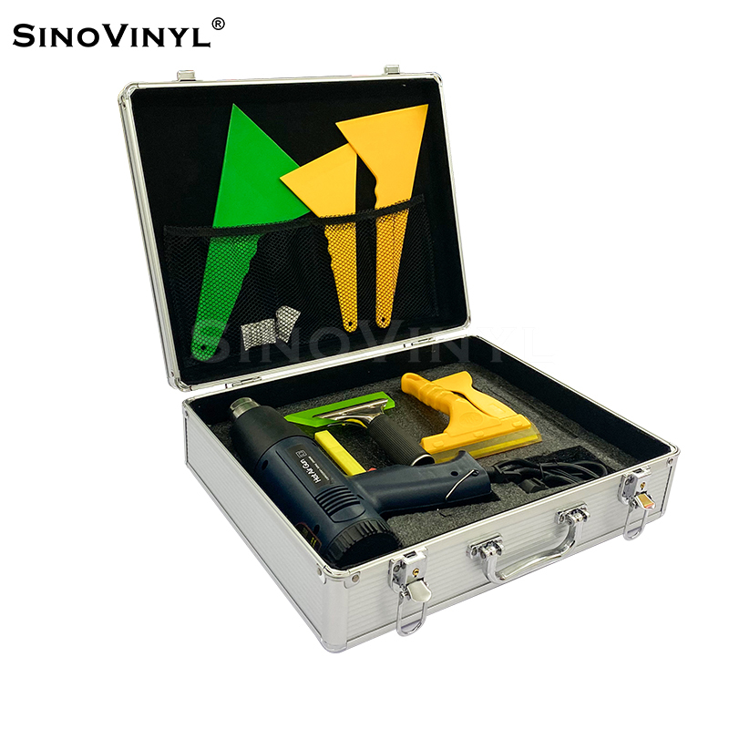 T10 Car Wrapping Squeegee Cuchillo de pistola de calor eficaz que incluye toda la caja de herramientas de envoltura de vinilo