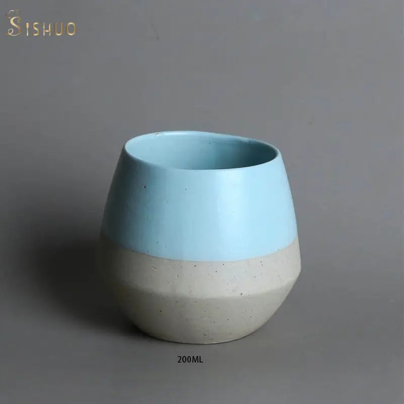 200ml Japanese Hand Grip Style Coarse handmade Pottery Latte Coffee Cup