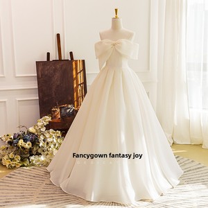 Vestido de Novia de Cristal, Simple, Dulce, de Organza y Satén, de un Solo Hombro, 100% Algodón, Antiestático, Estilizador, Largo hasta el Suelo, para Quien lo Ponga - Product Image 5
