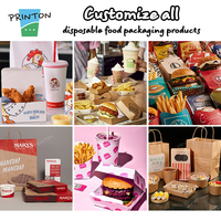 Printon Emballage Personnalisé Boîtes Jetables pour Frites, Poulet Frit, Hot-Dogs, Tacos et Burgers de Restauration Rapide