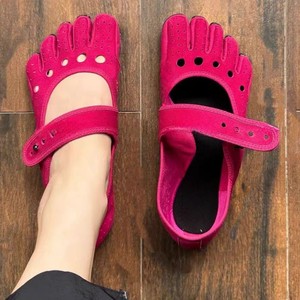 Chaussures Mary Jane à cinq doigts, pour sports intérieurs/extérieurs, antidérapantes, tige en tissu extensible, semelle extérieure en daim et cuir <span class=keywords><strong>de</strong></span> vache, yoga, pilates, danse - Product Image 1