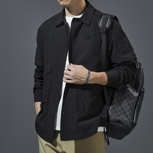 Giacca Casual autunno sottile monopetto giacca da lavoro verde giacca giacca a vento girocollo da uomo - Product Image 6