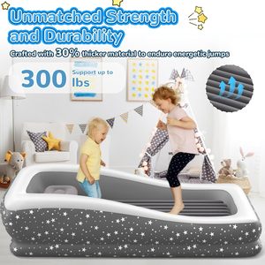 Star Pattern Kids <b>Inflatable</b> Travel Bed with Safety Rails for Toddlers Camping Home - Product Image 4