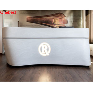 Comptoirs de caisse modernes en pierre artificielle avec LED et coins arrondis pour magasins de détail, avec logo - Product Image 5