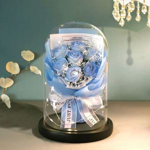 ของขวัญวาเลนไทน์โรแมนติกตกแต่งงานแต่งงานโถแก้วระฆังดอกไม้นิรันดร์ที่เก็บรักษาไว้เป็นของขวัญสบู่โดมแก้วของขวัญดอกไม้ - Product Image 3