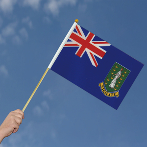 Mini Bandera de mano de alta calidad al por mayor bandera ondeando a mano de las <span class=keywords><strong>Islas</strong></span> Vírgenes Británicas con poste de madera - Product Image 2