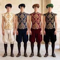 Steampunk Mittelalterlicher König Renaissance Herren Elizabeth Prinz Tudor Henry Cosplay Luxus Bestickte Weste Kürbisherrenhose Anzug
