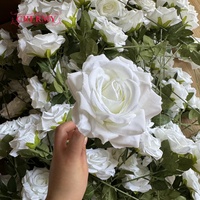 DC025 Fabrik Großhandel Weiße Seiden-Einzelstielrosen Künstliche Blumen für Weihnachten Hochzeitsempfang Blumenarrangement