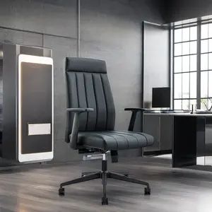 Modern tasarım döner yönetici ofis koltuğu siyah PU deri lüks ulusal patron kol bilgisayar sandalyesi çin'den ekonomik