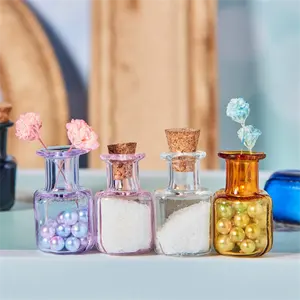 Gekleurde Ban Potten Tiny Wishing Glazen Flessen Met Kurk Kleine Potion Potten Clear Rum Mini Flessen