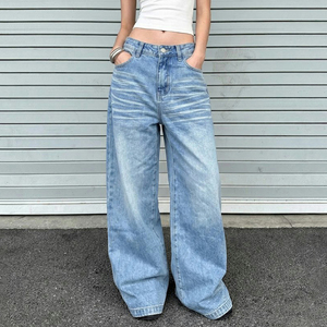 Pantalones Vaqueros Retro de Corte Recto y Talle Bajo en Azul Lavado – Estilo Urbano Único - Product Image 4