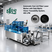 Machine de marquage laser à fibre haute vitesse pour couvercles, 400 couvercles par minute, avec inspection visuelle Data Matrix et traçabilité