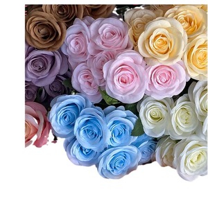 Rosas aromáticas de nueve cabezas de 40 cm, flores de seda naranja, decoración para bodas y hogar, ramo de rosas artificiales - Product Image 2
