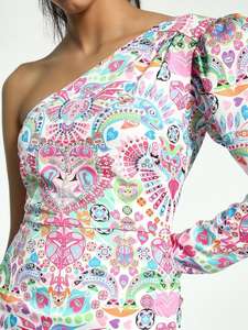 Vestito estivo floreale monospalla da donna in lino personalizzato Casual di ultima moda stampa musulmana - Product Image 2