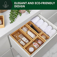 FLYWOD Organisateur de tiroir de cuisine en bambou, lot de 5 plateaux à couverts, boîte de rangement ajustable