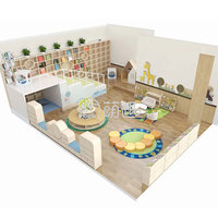 Moetry Bibliothèque pour enfants en forme de maison créative, coussin chenille, mobilier en bois pour la maternelle et les centres d'apprentissage précoce