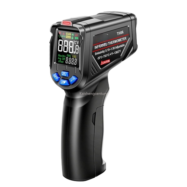 New ANENG TH06 Infrared Laser Industrial Thermometer High/Low Temperature Gun VA Color Reverse Screen OEM ABS Industrial Tool