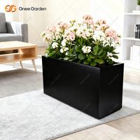 Maceta Cuadrada Moderna de Metal Galvanizado Gnee GN-PR-1016-RTS Negra, con Recubrimiento en Polvo, para Interiores/Exteriores, para Flores de Sala de Estar