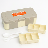 Boîte Bento Portable en Plastique à 3 Compartiments, Compatible Micro-ondes, Qualité Alimentaire, pour Étudiants et Employés de Bureau
