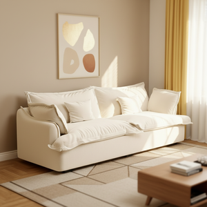 Divano in Stile Nordico <span class=keywords><strong>Giapponese</strong></span> in Tessuto <span class=keywords><strong>di</strong></span> Lino Bianco, Singolo, Doppio, Triplo, con Rivestimento Rimovibile e Lavabile - Product Image 5