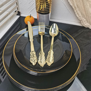 Platos de plástico desechables irrompibles Vajilla desechable ecológica para bodas y fiestas Muestra gratis MOQ 100 piezas - Product Image 1