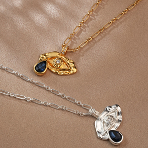 Oro/argento occhi <span class=keywords><strong>lacrime</strong></span> blu collana di diamanti di cristallo elegante gioielli da donna regalo per festa di nozze san valentino - Product Image 1