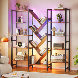 Estantería Etagere, Librería con 17 Estantes Abiertos, Librería Moderna con Forma de Árbol y Tira de Luz RGB - Product Image 2
