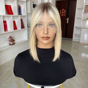 Pretinum Blonde Balayage Peluca BOB con Nudos Pequeños y Encaje Superior, 100% Cabello Virgen Ruso Natural, Lista para Enviar, Pelucas para Mujeres con Pérdida de Cabello - Product Image 2