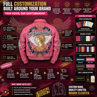 Blouson aviateur en cuir court sur mesure pour femme, rose vif, avec appliques brodées en peau d'agneau, strass et perles
