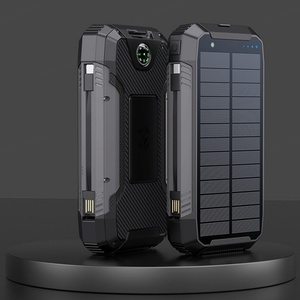 Vente en gros du nouveau chargeur solaire, charge rapide, grande capacité 20000 mAh, charge sans fil, batterie externe mobile avec câble - Product Image 6