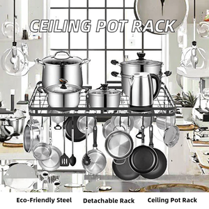 Eco-Friendly Multi-Purpose Standing Type Single Tier Metal <b>Storage</b> <b>Rack</b> with Detachable Design for Kitchen Cookware and Pot <b>Rack</b> - Product Image 2