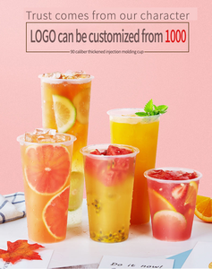 Gobelet en plastique OEM pour thé à bulles 12 16 20 22 24 OZ Gobelet en plastique avec couvercle et fourchette Gobelets Boba en plastique PP pour injection de lait aux fruits - Product Image 4