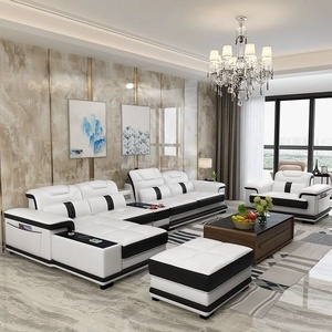 Ensemble Canapé d'Angle Extensible en Cuir Véritable Style Moderne pour Hôtel, Mobilier de Salon de Luxe <span class=keywords><strong>Convertible</strong></span> - Product Image 4