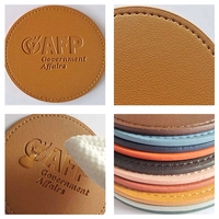 Sous-verres en cuir PU personnalisés en gros, cadeau promotionnel, tapis de tasse de voiture en PU pour boissons avec logo