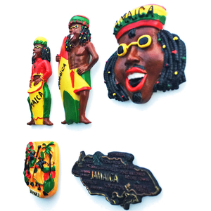 Wholesale Jamaica Souvenir <strong>Gifts</strong> Custom Jamaica Flag Map Slipper Jamaicans Dance <strong>Reggae</strong> Aboriginal Resin Jamaica Fridge Magnet - Product Image 3
