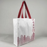 Sac fourre-tout en toile personnalisé avec quantité minimale de commande rouge, sac en toile de coton blanc avec votre Logo, sacs fourre-tout pliables Double face
