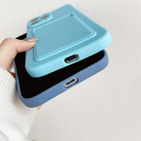 Étui souple en TPU couleur unie avec fentes pour cartes pour iPhone 16 Pro Max 15 14 Plus 13 12 Mini 11 Pro XS Max, coque tendance avec boutons de couleur contrastante