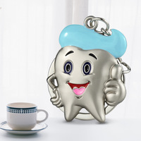Mode métal Impression plateau dentiste cadeau porte-clés alliage argent clinique dentaire pince miroir pièce à main Mini outil porte-clés
