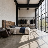 Ensemble de chambre contemporain avec lit, table de chevet et armoire pour appartement de services, appartement à séjour prolongé, fourniture pour commandes en gros