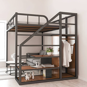 Kainice Modern Afneembaar IJzeren Stapelbed met Meerdere Niveaus voor Volwassenen, Trap, Kledingopbergfunctie, Stapelbed voor Peuters en Kinderen, Metaal - Product Image 5