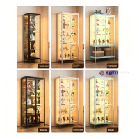 Vitrine de rangement pour boîtes mystères, présentoir multi-niveaux en métal pour figurines avec portes en verre verrouillables