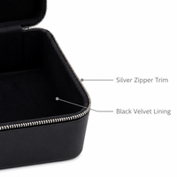 Boîte de rangement pour Mahjong en cuir noir, doublure en velours noir, fermeture éclair argentée, étui spacieux pour tuiles, logo personnalisé, vente en gros OEM