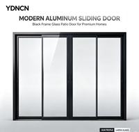 Porte coulissante en verre trempé à cadre en aluminium noir ultra fin, grande vue, pour balcon